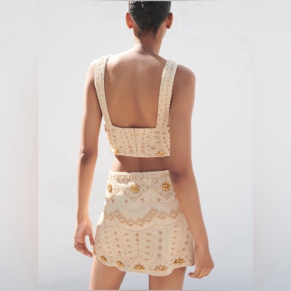 NWT Zara BLOG FAV shell mini skirt + top SET
cream/beige 100 cotton size S - Picture 3 of 17